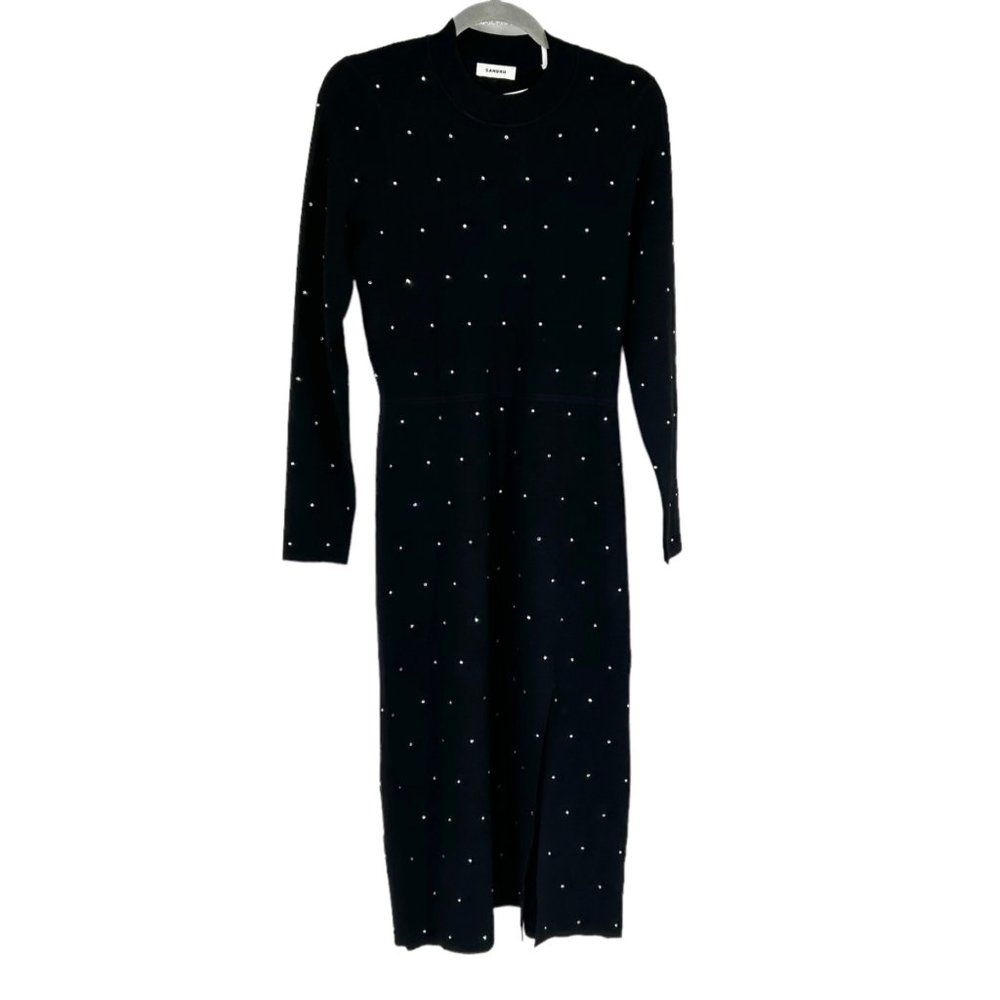 NWT Sandro Tijuana Crystal Embellished Knit Open Back Midi Dress - Picture 3 of 11